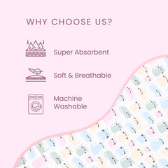 Polka Dot, Watermelon & Cat Print Burp Sheet Large (Pack of 3)