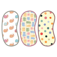 Polka Dots, Snail & Cat Print Burp Sheet Large (Pack of 3)