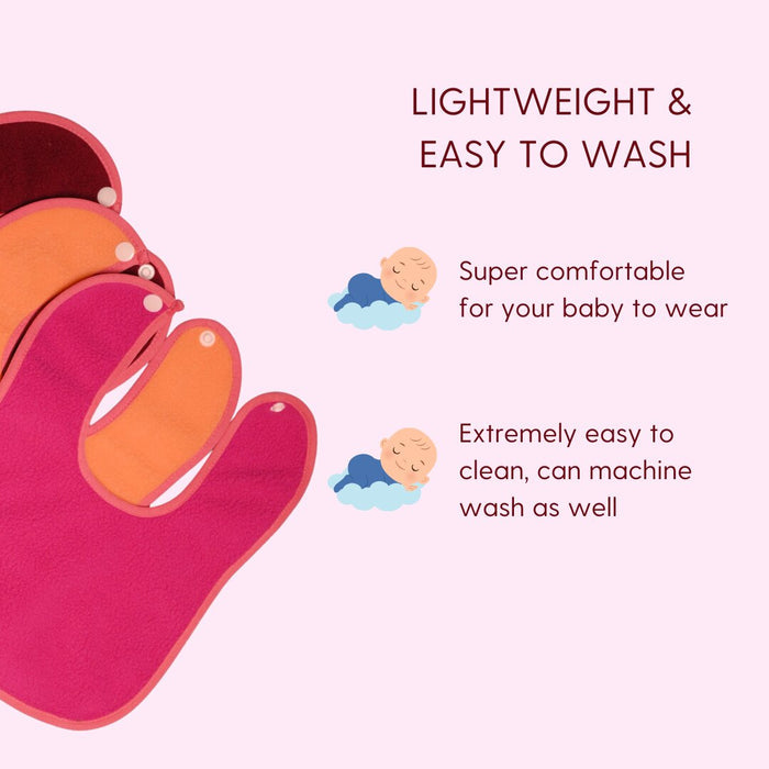 Rani Pink + Peach + Maroon - Absorbent Bibs  Large (Pack of 3)