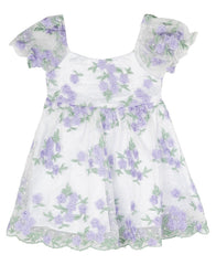 Rare Editions Baby Girls Floral Embroidered Mesh Social Dress
