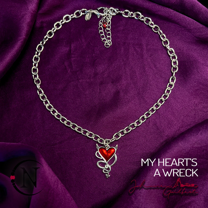 Red Choker/Double Wrap Bracelet/Necklace ~ My Heart's A Wreck by Johnnie Guilbert