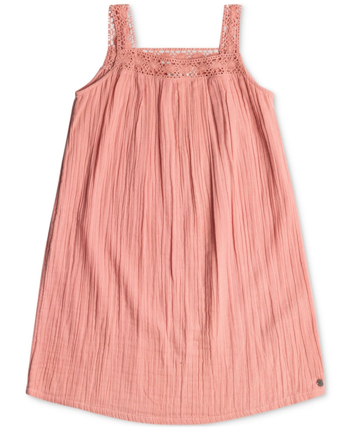 Roxy Big Girls Bright Memories Crochet-Trim Dress - Mauve Glow