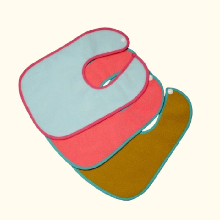 Sea Blue + Salmon Rose + Golden - Absorbent Bibs Large (Pack of 3)