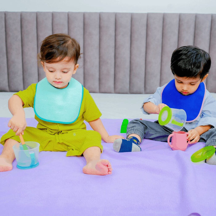 Sea Green + Royal Blue + Rani Pink - Absorbent Bibs Large (Pack of 3)