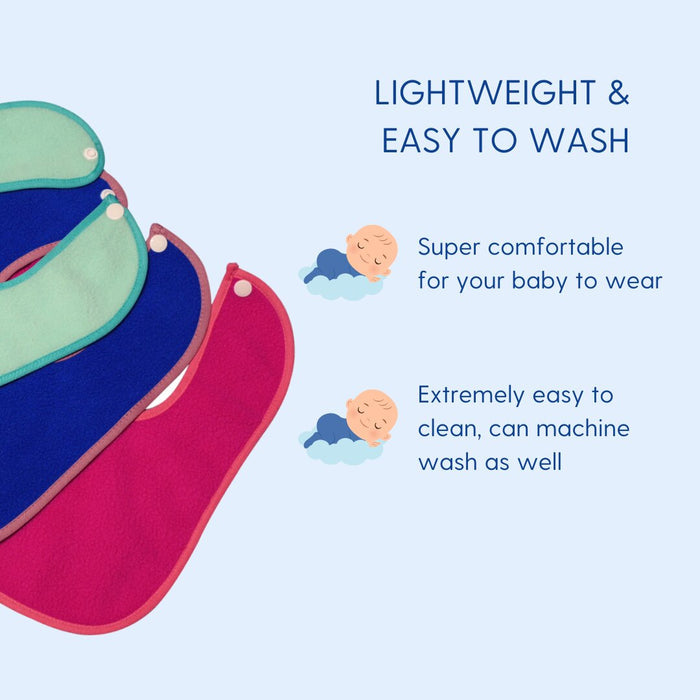 Sea Green + Royal Blue + Rani Pink - Absorbent Bibs Large (Pack of 3)