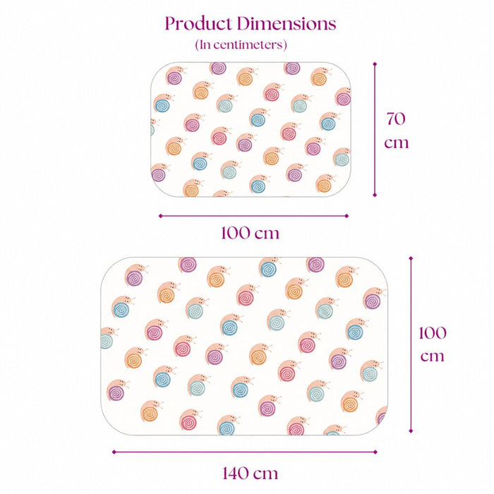 Size chart — Medium 70x100 cm and Large 100x140 cm baby crib sheet