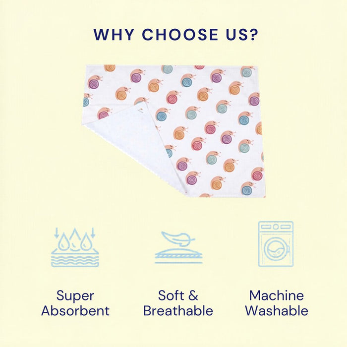 Super Absorbent  & Machine Washable Snail Print Crib Sheet