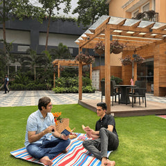 Waterproof Hapyy Matty  Striped Print Picnic Mat for Indoor and Outdoor Use