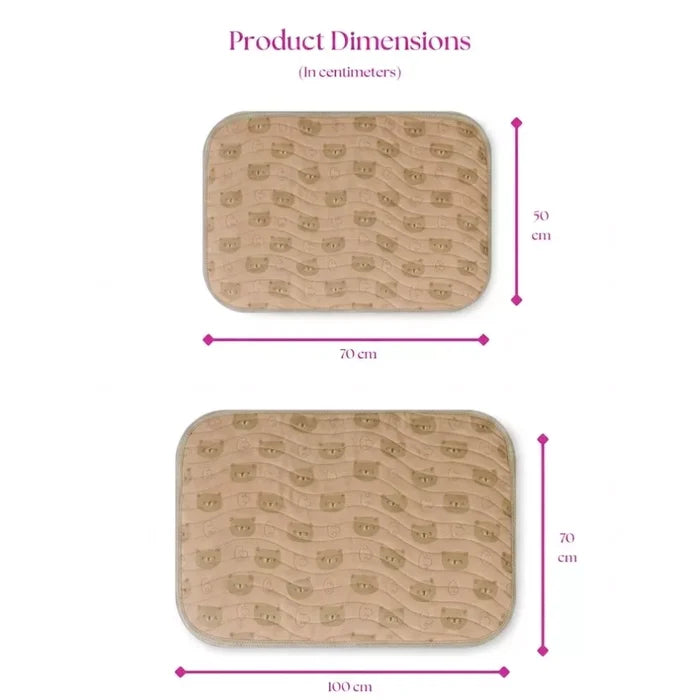 Size chart — Medium 50x70 cm and Large 70x100 cm baby dry sheet