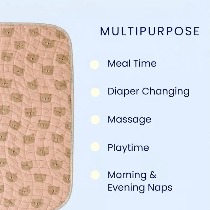 Teddy Bear Print Premium Multipurpose Baby Mat for Feeding, Diaper Changes & Playtime