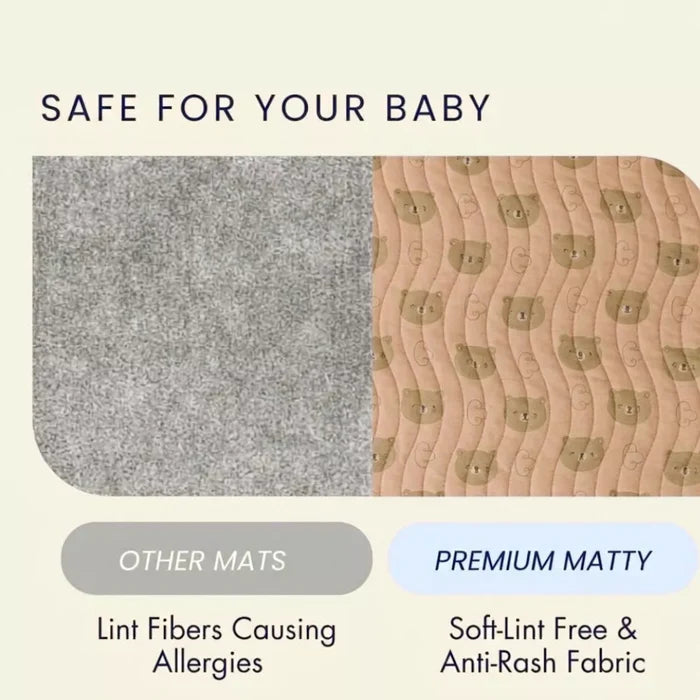 Teddy Bear Print Premium Baby Mat with Soft Lint-Free Fabric for Sensitive Baby Skin