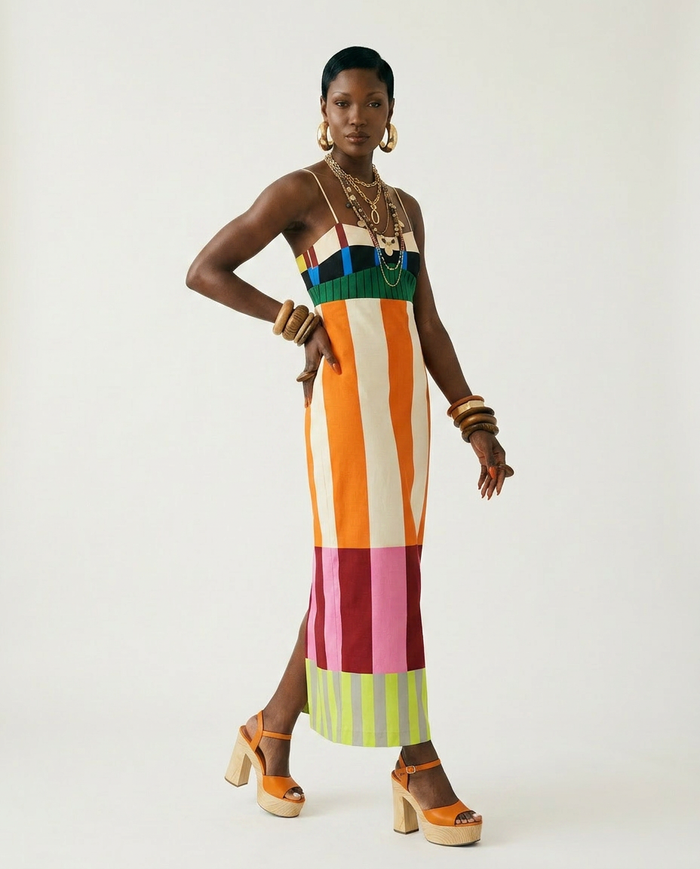 The Lydia Color-Block Column Dress