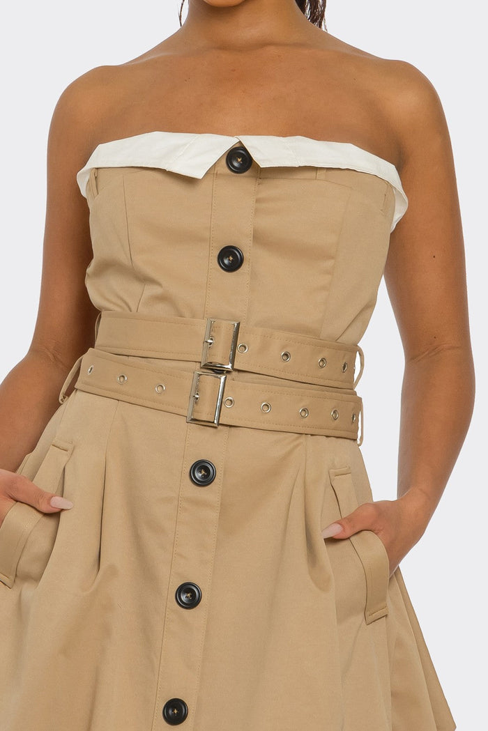 The Mount Carmel Double-Belted Belted Trench Maxi Dress