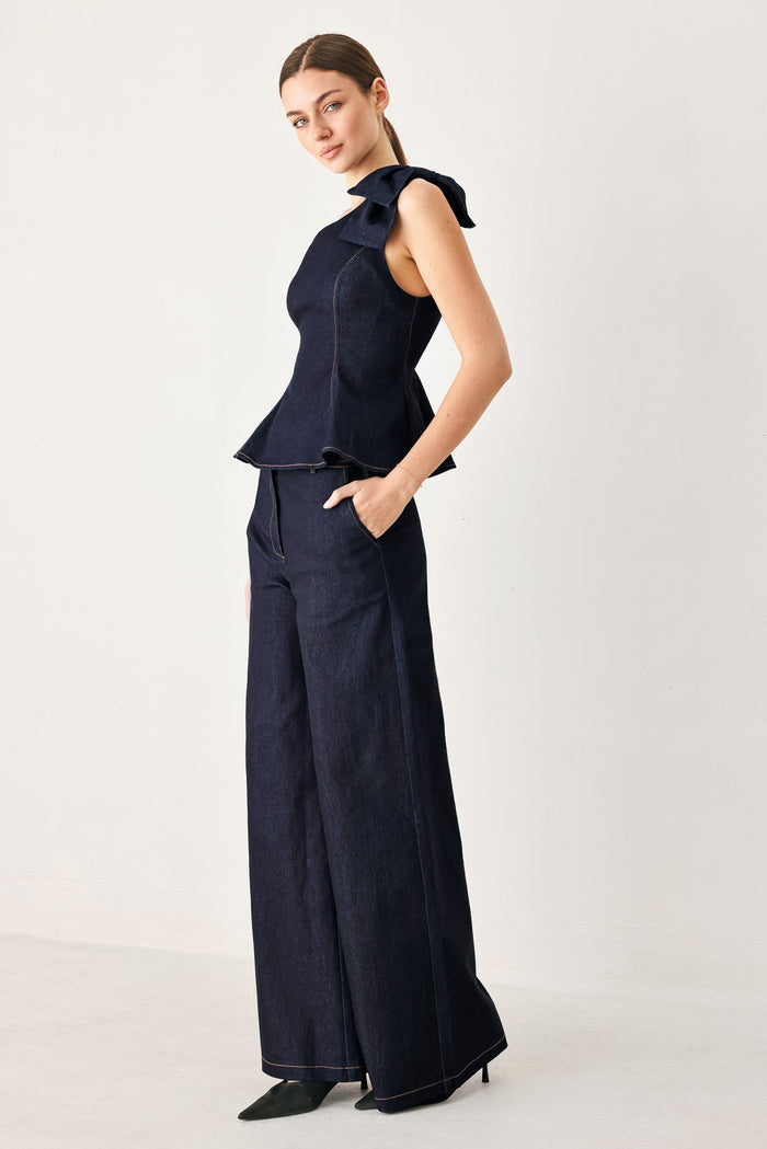 The Prophetess - Bow One-Shoulder Peplum (Top Only)