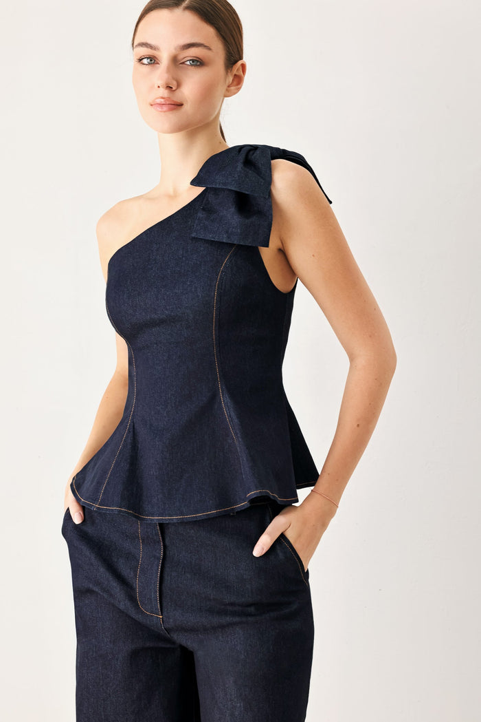 The Prophetess - Bow One-Shoulder Peplum (Top Only)