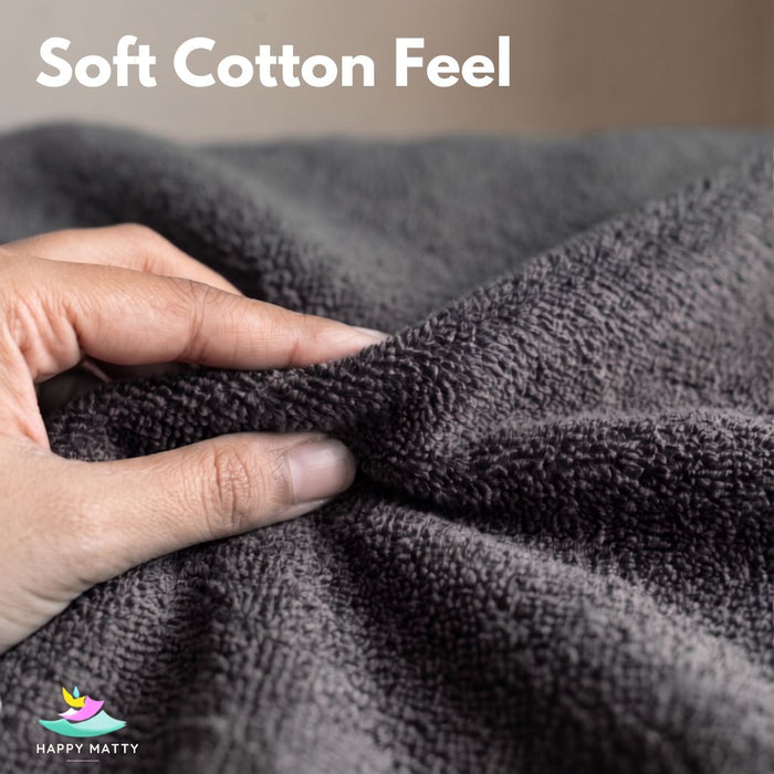 Close-up of soft terry cotton fabric on Happy Matty Grey Waterproof Mattress Protector