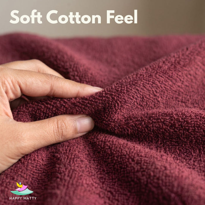 Soft Cotton Feel Happy Matty Maroon Elastic Waterproof Terry Cotton Mattress Protector