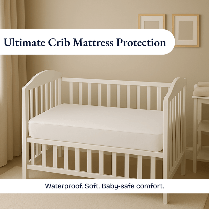 White Waterproof  Crib Mattress Protector Sheet